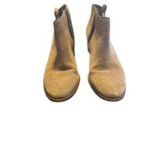 Madewell The Billie Boot Suede Leather Stacked Heel Ankle Tan Womens size 9